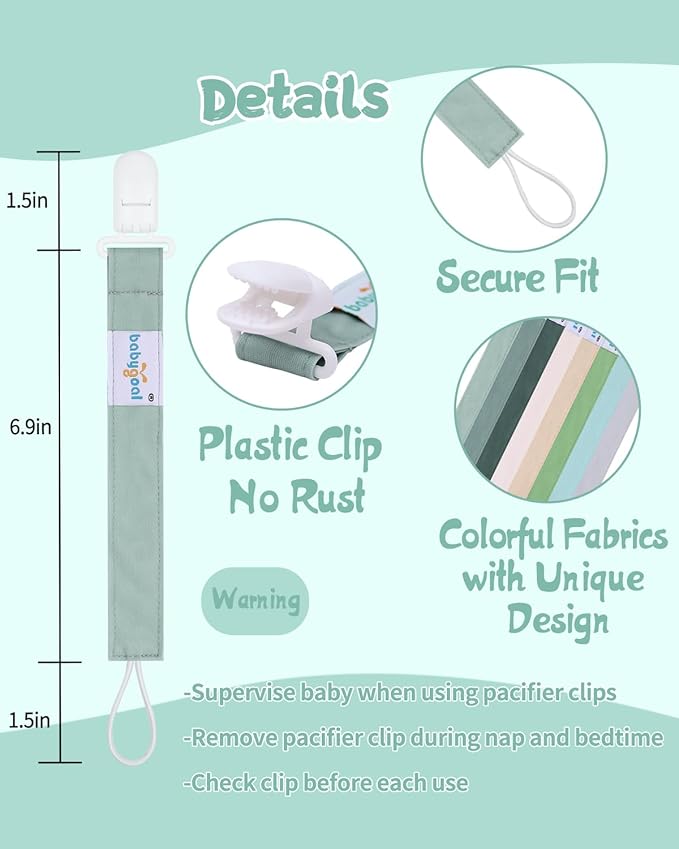 babygoal Baby Pacifier Clips 8 Pack, Pacifier Holder Clips Fits for Most Pacifier and Binkies-Neutral Color 8PS43