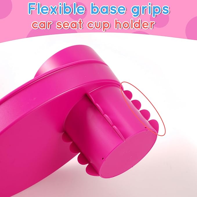 Car Seat Tray - for Cup Holders in 2.5”-2.8”,Easily Expands Snack Tray Cup Holder Tray into 360° Cup & Travel Tray for Kids Car Seat, Booster, and Stroller (Pink)