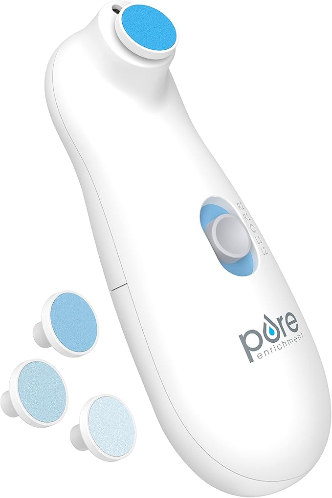 PureBaby Electric Nail Trimmer - New & Improved 6-Piece Cordless Nail Drill, 4 Attachments, 2 Speeds with Bidirectional Rotation, LED Light, Hidden File Storage, & Carrying Case for Newborns & Baby