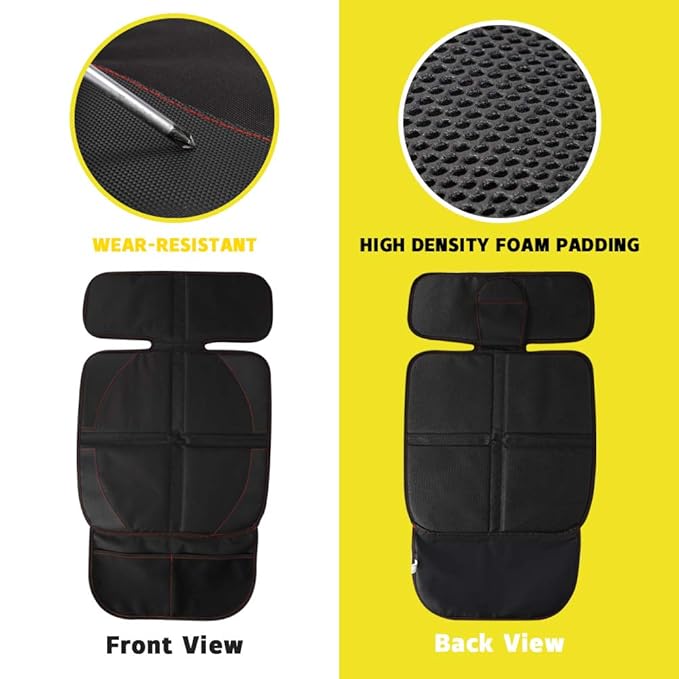 FASITE Car Seat Protector for Baby Child Car Seats - Auto Seat Cover Mat,Protective Non-Slip Waterproof Car Seat Cover Pad with Mesh Pockets (2 Pack)