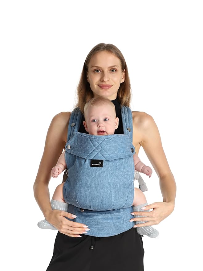 GROWNSY Baby Carrier Newborn to Toddler, Lightweight Ergonomic 7-44 lbs Newborn Carrier with Head Support, Easy to Wear Hands Free Infant Carrier for 0-36 Months, Blue