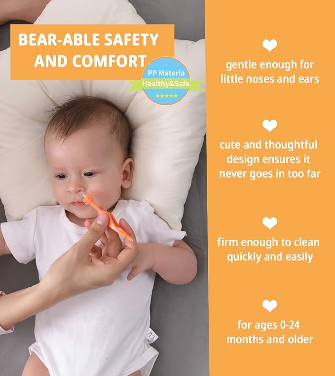 Two Pack 3 in 1 Baby Nose and Ear Gadget, Safe Baby Nose and Ear Cleaner, Nose Cleaning Tweezers for Infants and Toddlers