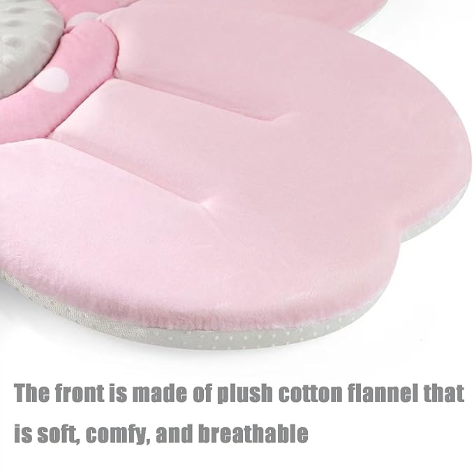 PandaEar Baby Bath Flower for Sink – Romantic Cherry Blossom Plush Mat – Soft Newborn Insert & Infant Bathtub Cushion – Non-Slip Quick-Dry Support – Shower Gift for Girls (Pink)