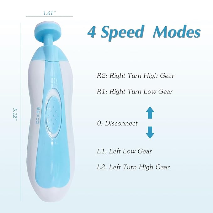 Baby Nail Trimmer File with Light Safe Electric Nail Clippers Kit for Newborn Infant Toddler Kids Toes and Fingernails Care, Polish and Trim Battery Operated (AA)