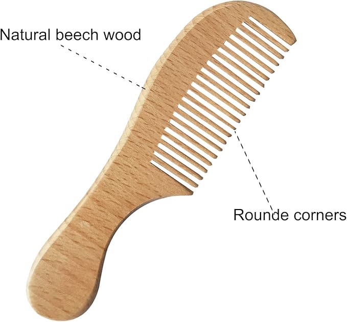 Baby Hair Brush and Comb Set for Newborns & Toddlers | Wooden Baby Brush Set with Soft Goat Bristles l Wood Comb l Purple Cradle Cap Brush| Ideal for Cradle Cap (3 Piece)
