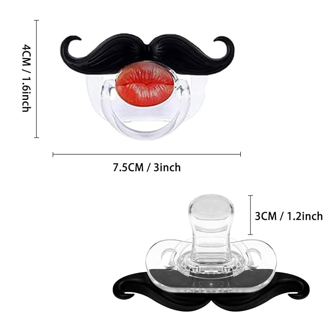 Funny Baby Pacifiers,Mustache Pacifiers 0-18 Months for Babies,Mustache Binky,Gift for Newborns,Infants,Toddlers,Baby Boys,BPA Free(Mustache Pacifiers)