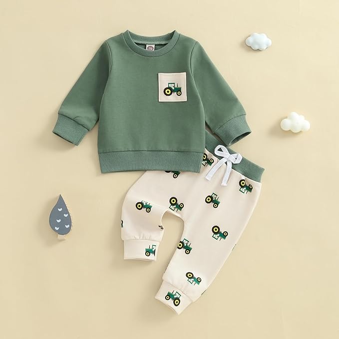 fhutpw Toddler Baby Boy Clothes Funny Letter Long Sleeve Sweatshirt Pullover Top Jogger Pants Fall Winter Outfits