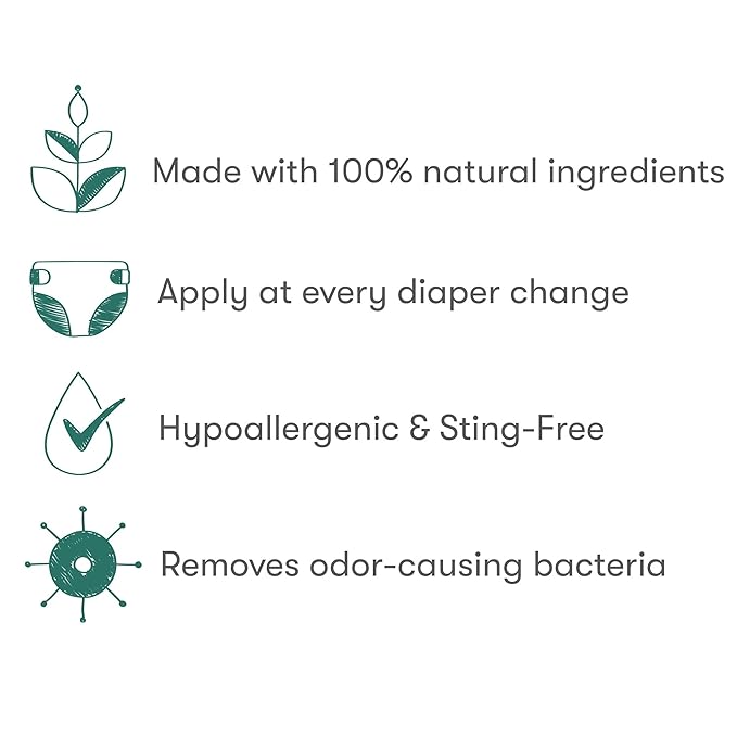 Munchkin HYP03 Diaper Rash Hypochlorous Acid Spray for Face and Body, Removes Rash-Causing Germs, Helps Promote Healing, Gentle for Sensitive & Eczema-Prone Skin, 3.4 Ounce