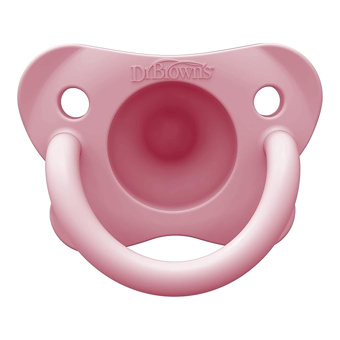 Dr. Brown's HappyPaci 100% Silicone Baby Pacifier, Contoured One-Piece Design, Blue, 0-6m, BPA-Free, 4 Pack