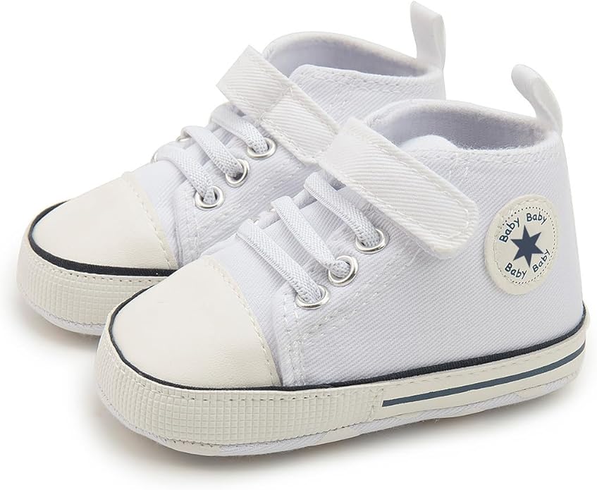 Unisex Baby Girls Boys Canvas High-top Shoes, Newborn Infant Anti-Slip Soft Sole Frist Walking Breathable Sneakers