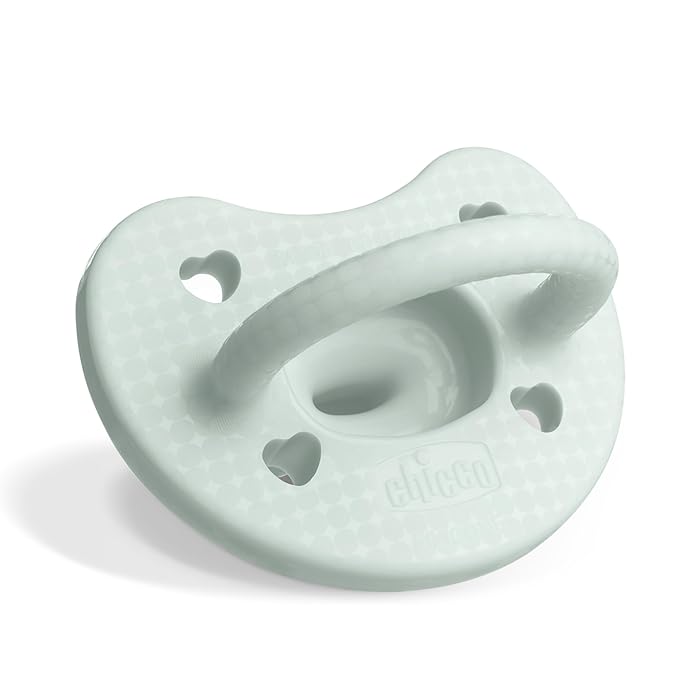 Chicco PhysioForma Luxe Orthodontic Pacifier, 0-6m | 100% Soft Silicone | Supports Breathing & Oral Development | Textured Shield & Handle | Includes Sterilizing Case | BPA Free | Mint, 2pk