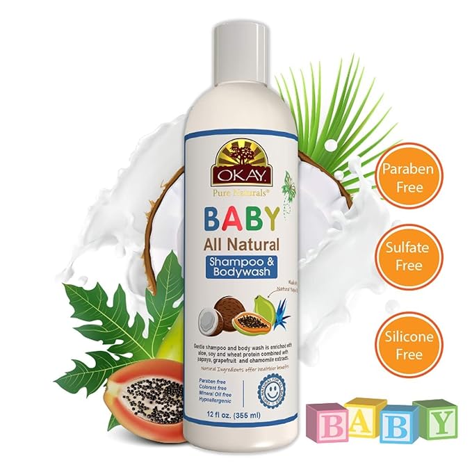 OKAY Pure Naturals All Natural Baby Shampoo & Body Wash - 12 oz / 355 ml