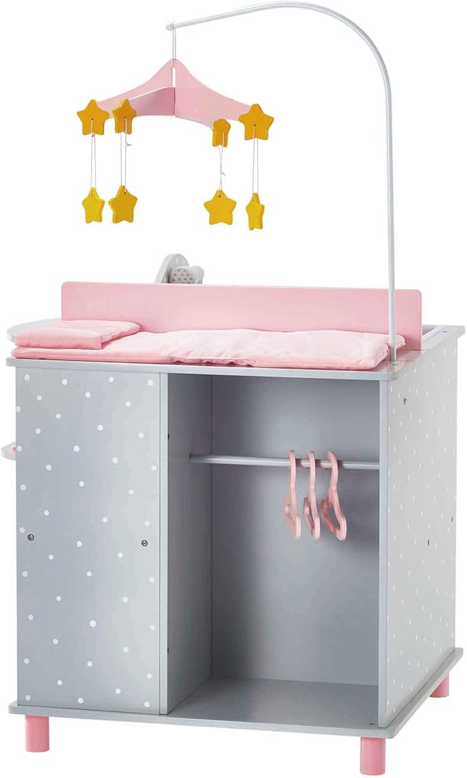 Olivia's Little World 6-in-1 Wooden Baby Doll Changing Station with Crib, Changing Table, High Chair, Double-Door Closet, Sink and Washing Machine, Multicolored