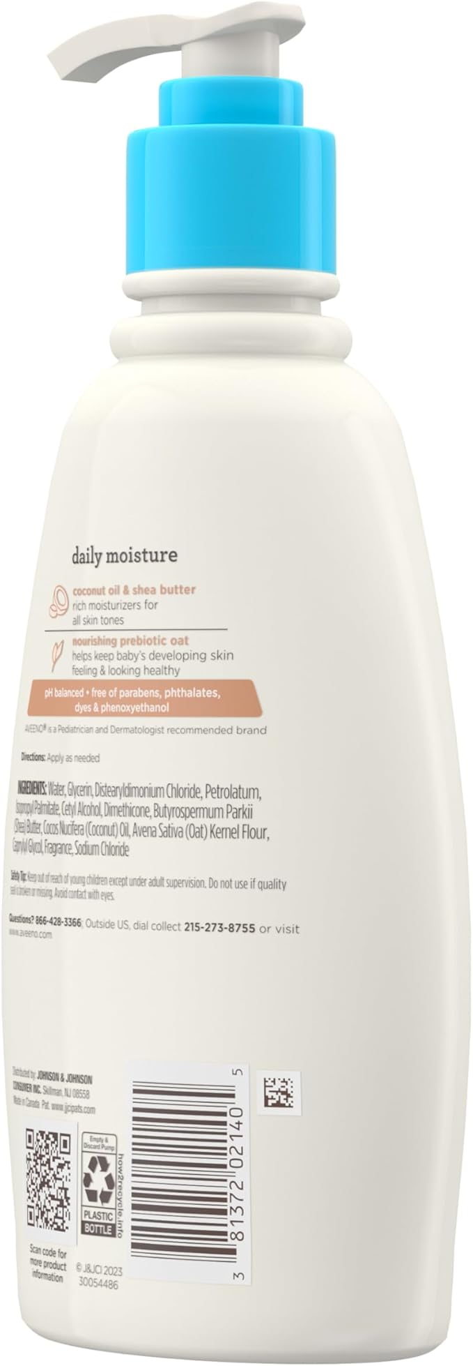 Aveeno Baby Daily Moisturizing Cream with Prebiotic Oat, Hypoallergenic Baby Lotion with Coconut Oil & Shea Butter Moisturizes Sensitive Skin for 24 Hours, Gentle Coconut Scent, 12 fl. oz