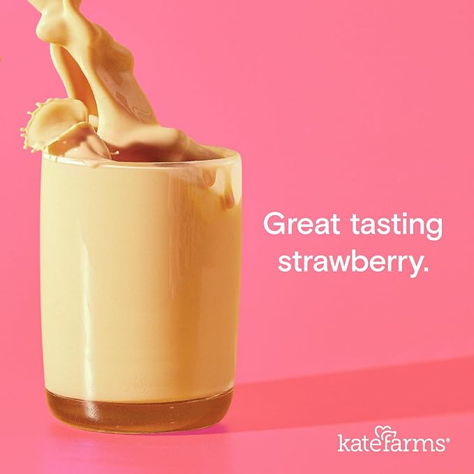 KATE FARMS Organic 1.4 High Calorie Nutrition Shake, Strawberry, 20g Protein, 27 Vitamins and Minerals, Meal Replacement, 11 oz (12 Pack)