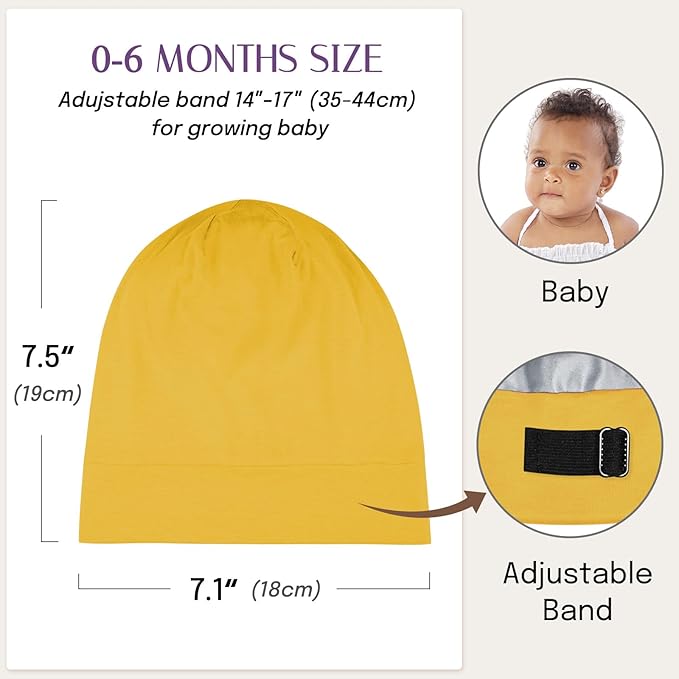 OLESILK Silk Baby Bonnet for 0-6 Months - 100% Mulberry Silk Toddler Hair Bonnet, Adjustable Night Cap for Sleeping