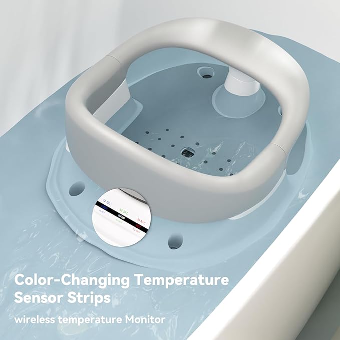 Baby Bath Seat for Babies 6 Months & Up - 360° Protection Bath Seats for Babies Sitting Up | Baby Bath Chair with Temperature Alert & Cushion | Toddler Bath Seat Newborn Infants Baby Bathtub Seat