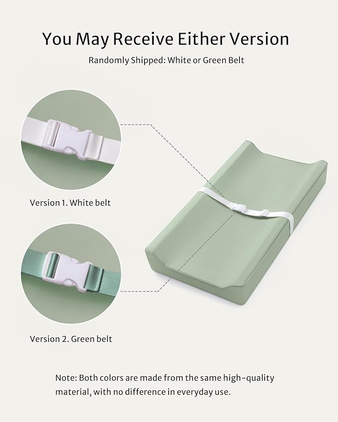 Blissful Diary Vegan Leather Baby Changing Pad with Waterproof & Wipe-Clean PU Cover, Standard Size Cozy Diaper Changing Pad for Dresser and Table, Light Green