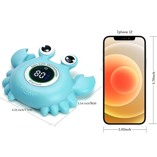 Baby Bath Thermometer Crab Toy - Digital Floating Water Thermometer with LED Display & Color Alerts for Infants, Cute Bath Tub Sensor & Safe Bath Time Essential Toy