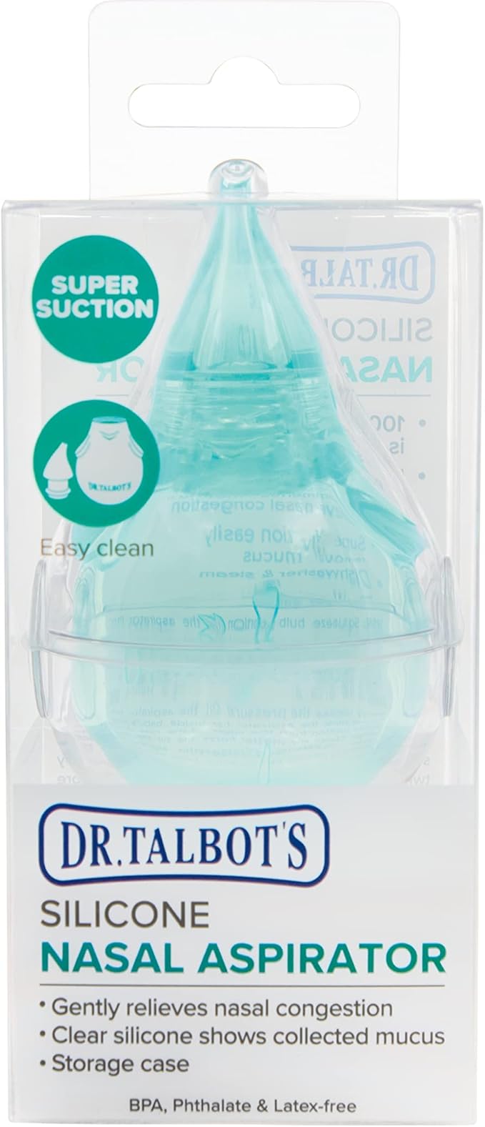 Dr. Talbot's Nasal Aspirator for Babies - Silicone - with Storage Case - Blue Elephant