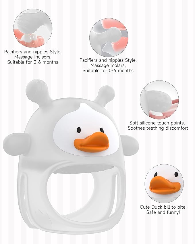 【2 Packs】 Teething Toys for Babies 0-6 Months, Never Drop Silicone Baby Teether, Hand Pacifier for Sucking Babies, Soothing Pain Relief, Best Chew Toy for Teething Baby, Teething Mitten for New Born