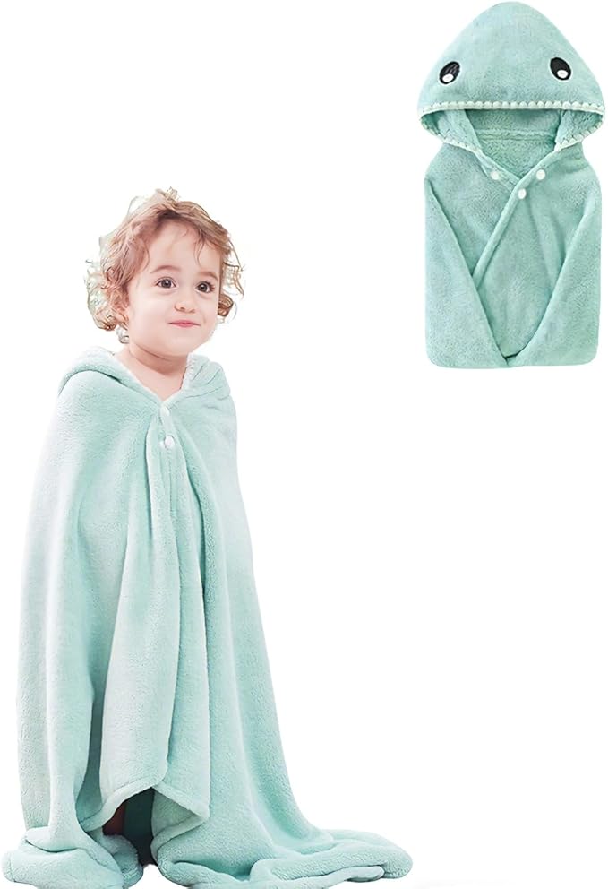 Toddler Bath Towel Baby Towels with Hood 27.5"X55" Ultra Absorbent Soft Bathrobe Blanket Kids Shower Towel for Girls and Boys(Mist Tree)