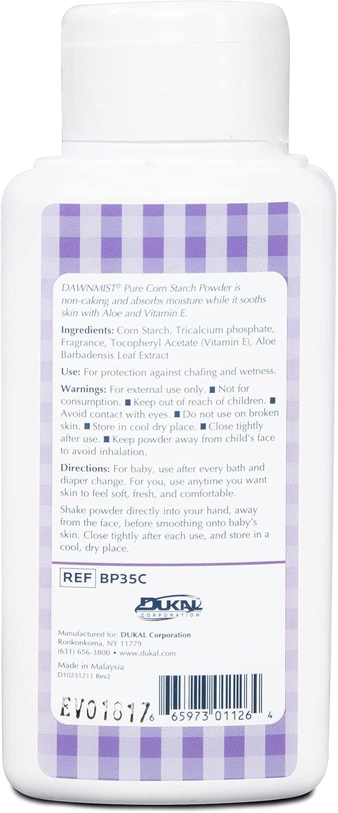 Dukal BP35C DawnMist Baby Powder, Premium, 3.5 oz., Full Case (Pack of 2)