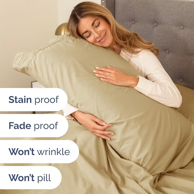 Flex Top Split Head King 4 Piece Sheet Set - Comfy Breathable & Cooling Bed Sheets Set - Hotel Luxury Bedding for Women, Men, Kids, Teens, Boys & Girls - Deep Pockets, Ultra-Soft - Oeko-Tex - Beige