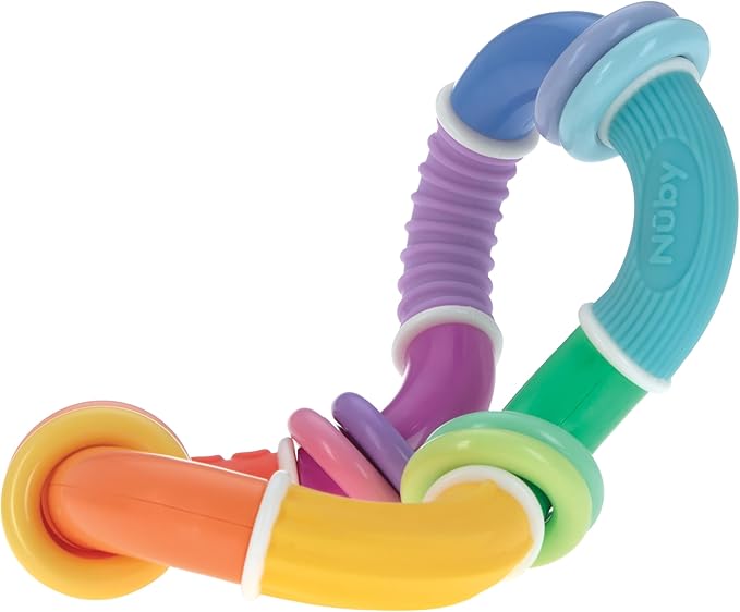 Nuby Twist-a-Ring Rattle Teether Toy for Babies - Toy for Baby Teething Relief - 6+ Months