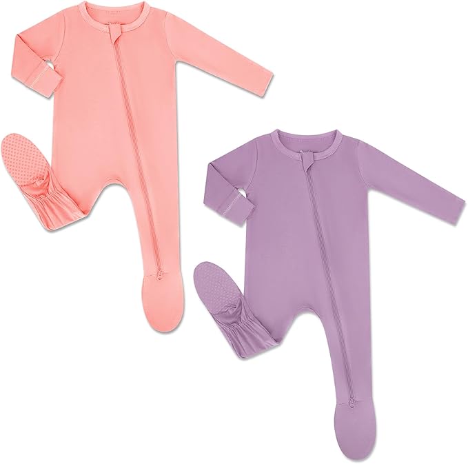 HAPIU Rayon from Bamboo Baby Footed Pajamas, 2 Way Premium Zipper, Footie for Baby Boy Girls, Newborn-24 Months