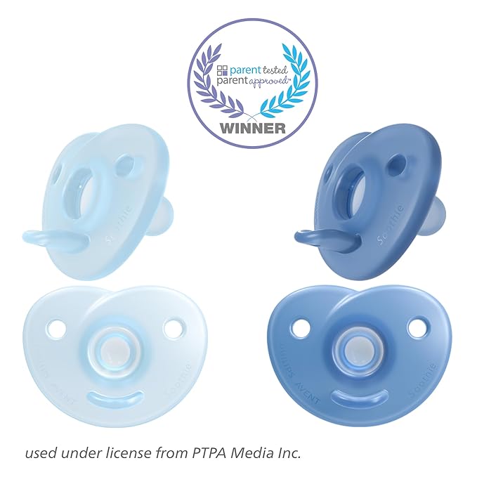Philips AVENT Soothie Heart Pacifier, Blue/Light Blue, 0-3 Months, 4 Pack, SCF099/41