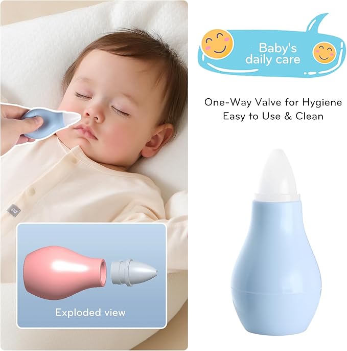Baby Care Kit, Baby Grooming Kit,6-Piece Newborn Grooming Set with PP Baby Comb & Brush, Silicone Nasal Aspirator, Travel Bottles (60ml/20ml), Toothbrush, Newborn Care Set (Blue)