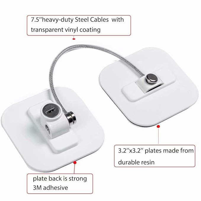 Locks for Refrigerator,2 Pack Fridge Lock with Keys,Lock for a Fridge,White Refrigerator Lock
