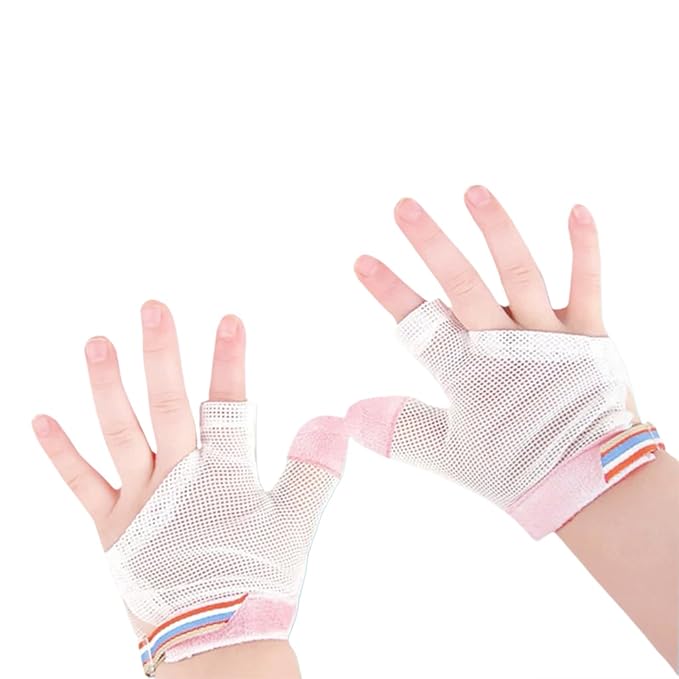 Thumb Sucking Guard for Kids with Finger Sucking Guard Gloves to Stop Thumb Sucking Deterrent Gloves for Ages 6 Months to 8 Years (Pink, XM)