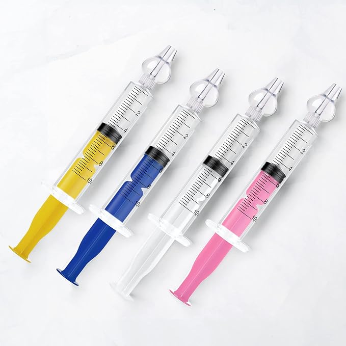 Vicloon Baby Nasal Irrigator, 4PCS Nasal Syringe for Baby, Syringe Nasal Irrigator with Cleanable and Reusable Silicone Nasal Suction Tip forIrrigation, Nasal Spray, Nasal Hygiene（Color）