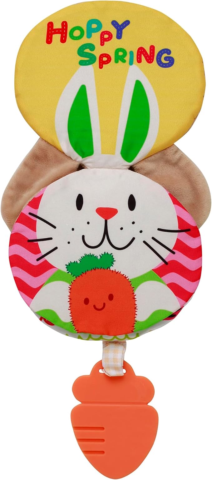 Magic Years Soft, Crinkle Activity Book with Teether and Travel Strap for Baby, 6 inches, Brown Bunny