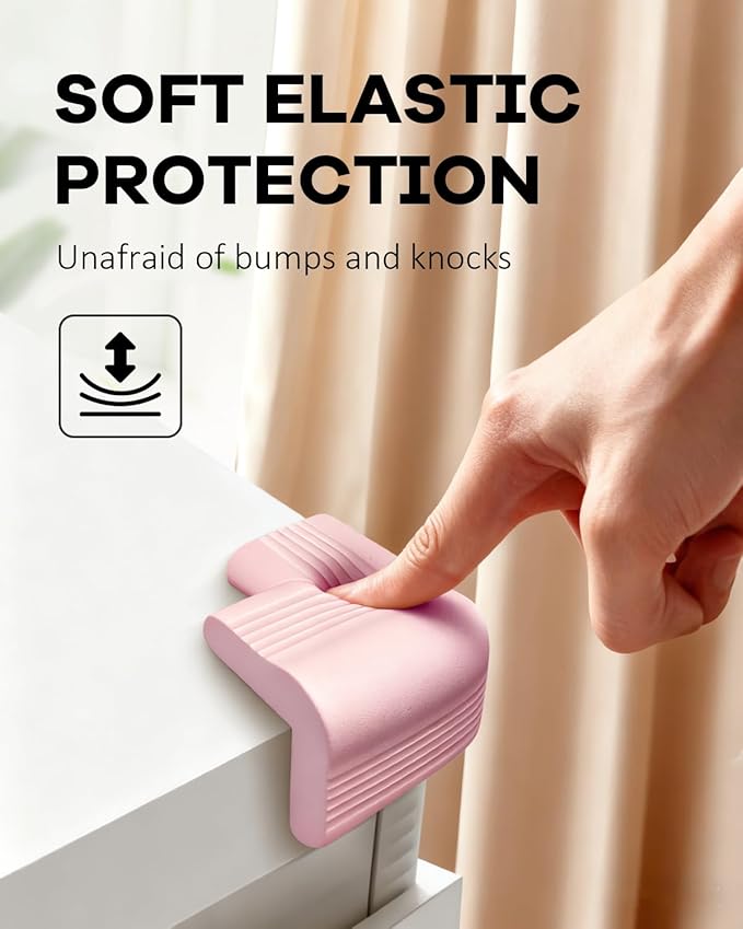 Baby Proofing Corner Guards 16 Pack Pink, Extra Thick Foam Edge Protectors for Table and Furniture, Pre-Taped Adhesive Bumpers, Heavy-Duty Safety for Kids and Toddlers