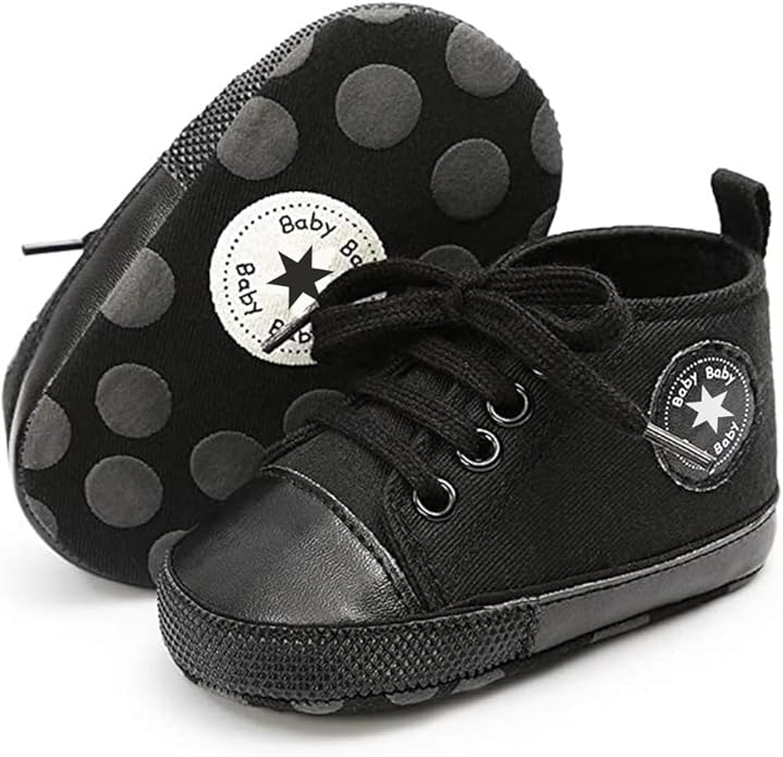 Unisex Baby Girls Boys Canvas High-top Shoes, Newborn Infant Anti-Slip Soft Sole Frist Walking Breathable Sneakers