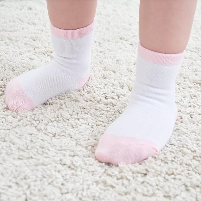 ZAPLES Baby Non Slip Grip Crew Socks with Anti Skid Soles for Infants Toddlers Kids Boys Girls