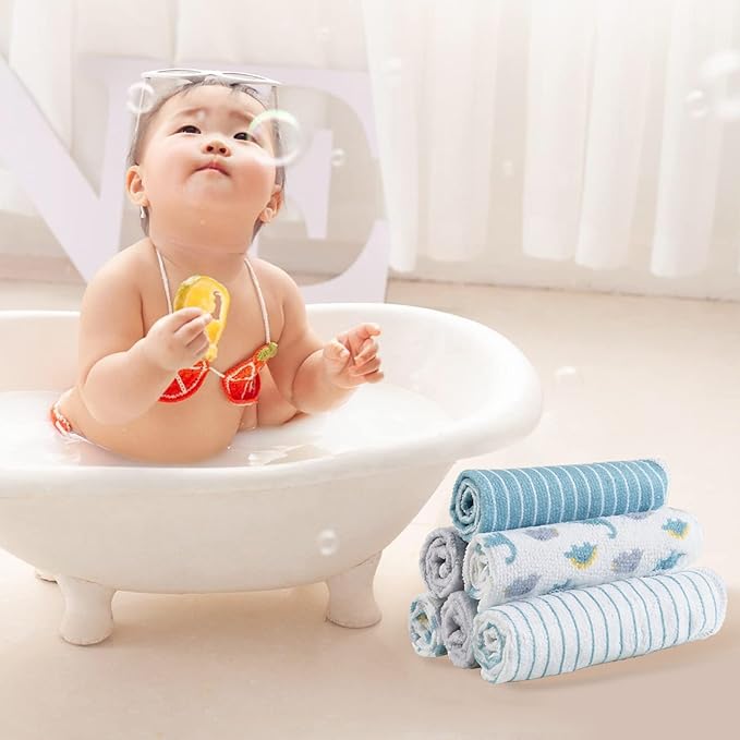 Softan Baby Washcloths, 24Pack Baby Wash Cloths Extra Soft & Ultra Absorbent, Baby Towels and Washcloths Face Towel Unisex for Boys Girls Face & Body, Washclothes Gentle on Sensitive Skin, 9''x 9''