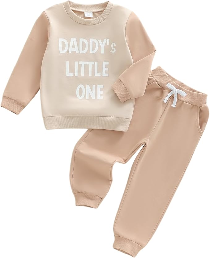 ZAXARRA Toddler Newborn baby boys Fall Outfits Long Sleeve Letter Print Sweatshirt Tops Pocket Pants Casual Clothing Sets