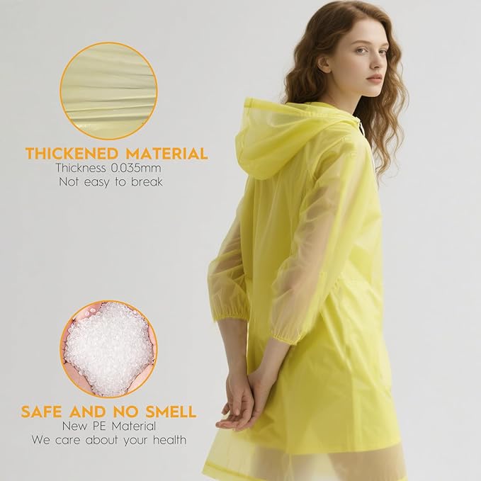 6 & 20 & 50 Pack Disposable Rain Ponchos for Adults/Youth, Waterproof PE Raincoats with Drawstring, Camping/Emergency