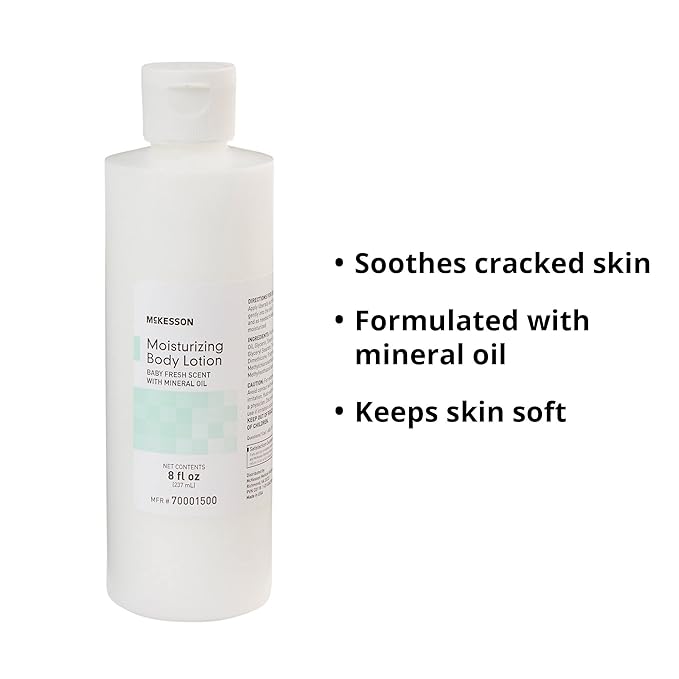 McKesson Moisturizing Body, Hand and Body Moisturizer, Baby Fresh Scent with Mineral Oil, 8 oz, 1 Count