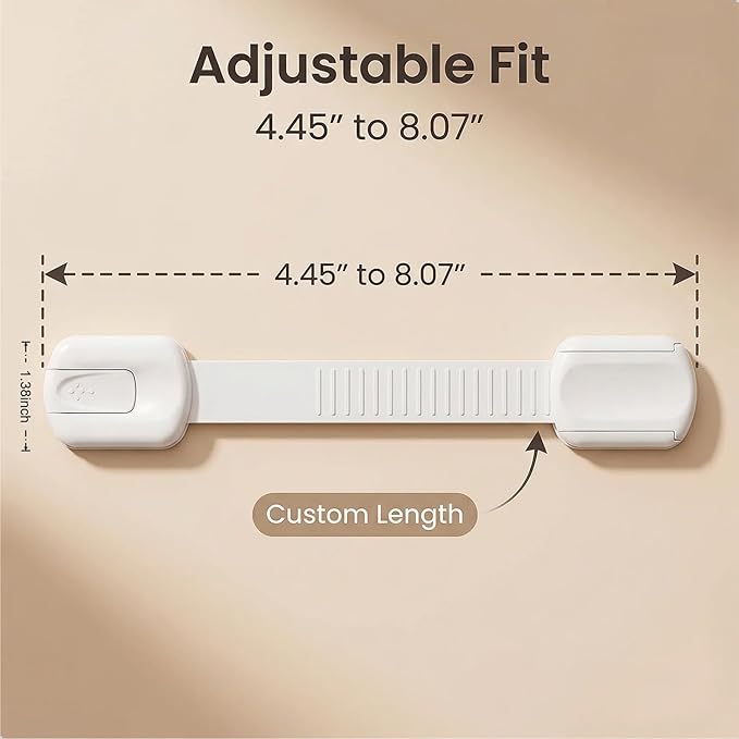 6-Pack Child Proof Cabinet Locks,Child Safety Strap Locks,Baby Proof Drawer Locks for Kids,Adjustable Strap No Drill No Tool