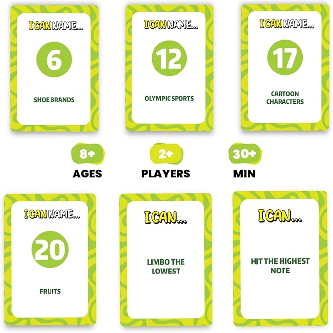 I Can Name... | Fast-Paced Family Party Game of Bidding & Brainpower | Hilarious Card Game Night, Party Game for Teens, and Adults, for Groups and Gatherings | 325 Fun Challenge Cards