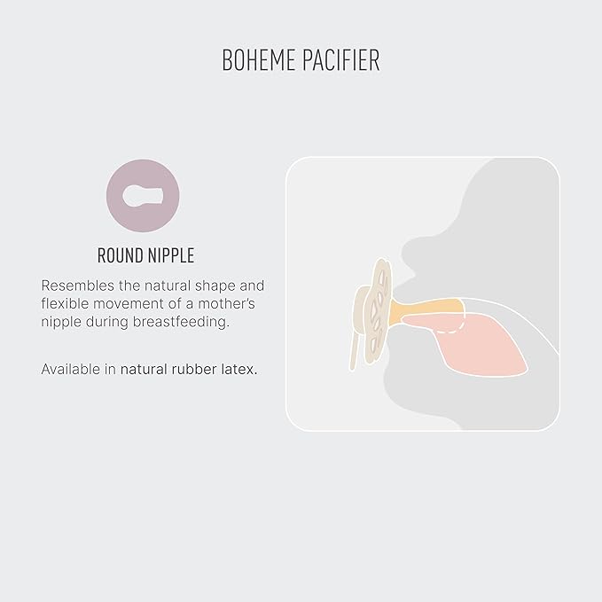 BIBS Boheme Soother 4-Pack | BPA Free Dummy Pacifier Round Nipple | Natural Rubber Latex | Made in Denmark | Size 6-18 Months | Dusky Lilac Mix