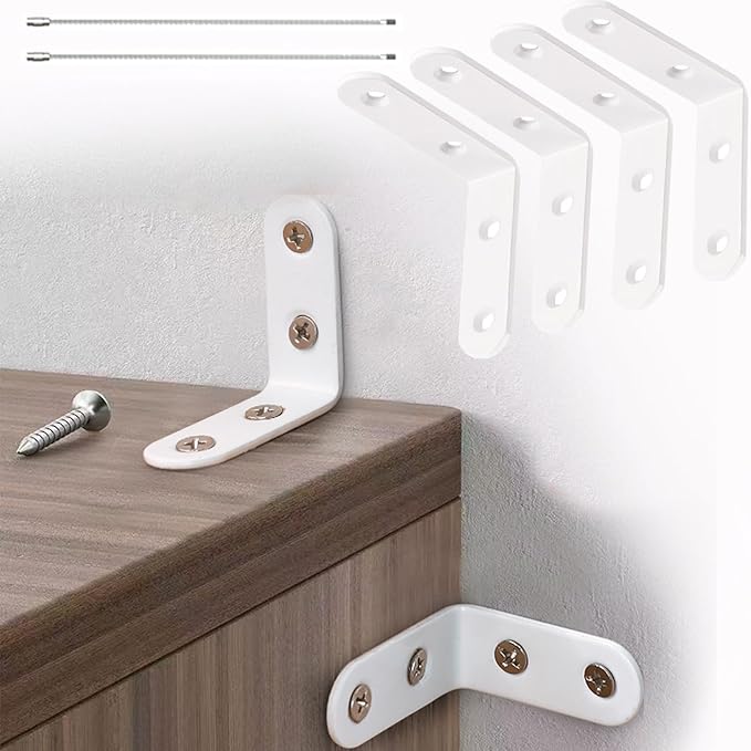 Furniture Anchors Small Aesthetic Earthquake Straps for Furniture Dresser Wall Anti-Tip Furniture Safety Anchor to Childproof and Babyproof Your Home Holds Up to 500 Pound (White, 1.6 in)