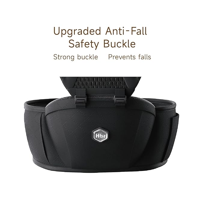 HBR Ergonomic Baby Carrier with Hip Seat, 6-in-1 Front Facing Infant & Toddler Carrier, Innovative Air-Padded Shoulder Strap, Hands-Free, Supports 45 lbs, Fits Waist up to 47in, Black