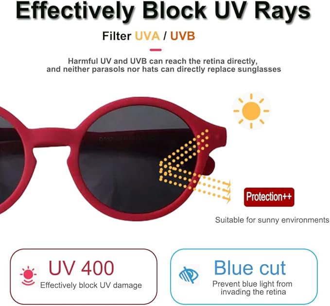 FBHLZ Baby polarized sunglasses UV400 with anti-falling headband TPEE material UV proof suitable for babies 0-12 Months