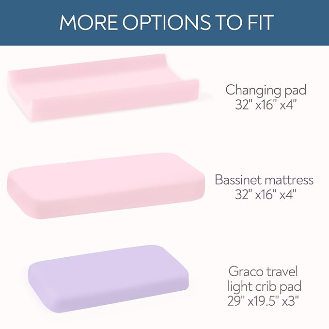 Changing Pad Cover for Girls 4 Pack, Baby Fitted Changing Table Cover Sheets, Soft Breathable for 32"x16" Diaper Change Table Pad, Bassinet Sheets Neutral - Pink and Violet